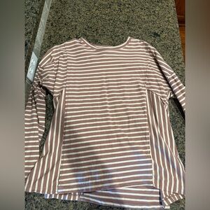 Cotton Bleu Striped Long Sleeve Top